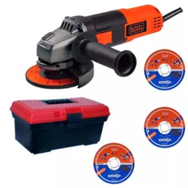 Amoladora Black & Decker 820 + Discos Y Caja Herramientas
