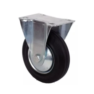 Par 2 Ruedas Goma Fija 125mmø Para Carro Con Base Metálica